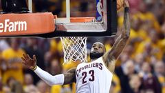 May 1, 2017; Cleveland, OH, USA; Cleveland Cavaliers forward LeBron James (23) slam dunks against the Toronto Raptors during the first quarter in game one of the second round of the 2017 NBA Playoffs at Quicken Loans Arena. Mandatory Credit: Ken Blaze-USA TODAY Sports