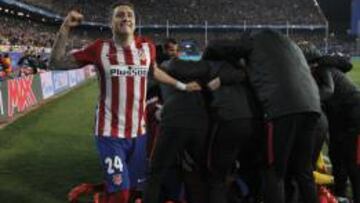 Los jugadores del Atlético celebran la clasificación ante el Bayern.
