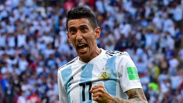 Di Mar&iacute;a celebra un gol con Argentina en el Mundial de Rusia.