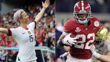 El running back del Crimson Tide que se hizo tendencia por una jugada espectacular en el Rose Bowl, elogi&oacute; a la estrella del f&uacute;tbol femenil, Megan Rapinoe.