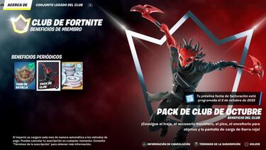 Club de Fortnite octubre 2022: nueva skin Garra Roja ya disponible