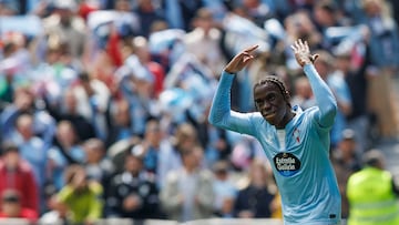 Ilaix celebra el gol anotado ante el Sevilla en Balaídos.