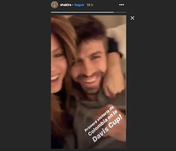 El cariñoso abrazo de Shakira y Piqué para celebrar la victoria de Colombia en la Davis