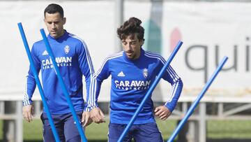 Juli&aacute;n Delm&aacute;s, durante el entrenamiento de ayer.