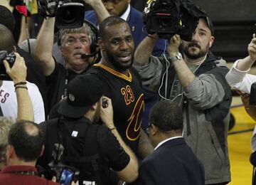 Cavaliers forward LeBron James gets emotional.