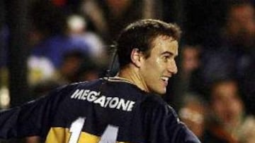 <b>RECOPA SURAMERICANA. </b>El argentino Rodrigo Palacio celebra el segundo gol de Boca al Sao Paulo.