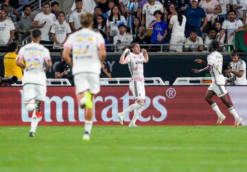 El 9 de la Juve celebra el tanto reivindicándose en un momento en el que su nombre suena para salir del equipo turinés.