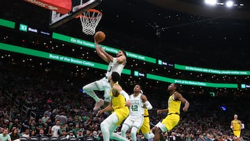 BOSTON, MASSACHUSETTS - MAY 21: Jayson Tatum #0 of the Boston Celtics drives to the basket during the third quarter against the Indiana Pacers in Game One of the Eastern Conference Finals at TD Garden on May 21, 2024 in Boston, Massachusetts. NOTE TO USER: User expressly acknowledges and agrees that, by downloading and or using this photograph, User is consenting to the terms and conditions of the Getty Images License Agreement. Maddie Meyer/Getty Images/AFP (Photo by Maddie Meyer / GETTY IMAGES NORTH AMERICA / Getty Images via AFP)