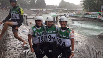 Chourraut, Martínez y Goikoetxea celebran su plata en K-1 por equipos en los Europeos de Eslalon