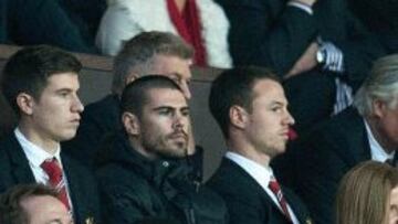 Valdés, en el palco de Old Trafford durante un ManU-Chelsea.