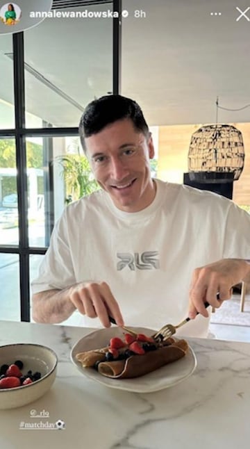 El desayuno de Robert Lewandowski un día de partido