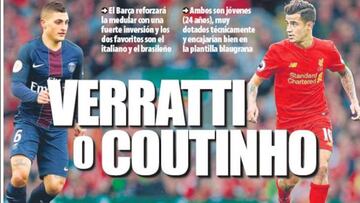 El Barcelona busca un medio top: Verratti o Coutinho