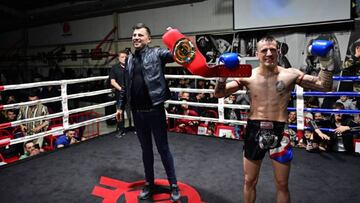 Mikel Fernández tras proclamarse campeón de España de muay thai.