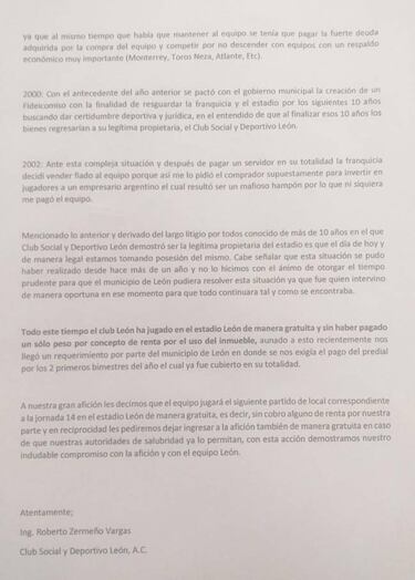 Zermeño pide a León que permita la entrada gratuita de la afición