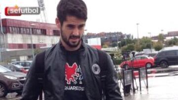 Isco, a su llegada a Las Rozas.