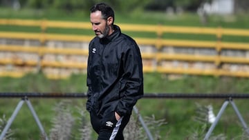 Vicente Moreno, en un entrenamiento con el Mallorca.