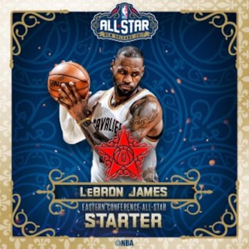 LeBron James (Cleveland Cavaliers): el Rey llega a su 13ª All Star Game consecutivo (empata con Jordan y Bob Cousy) y todos como titular tras conquistar el primer campeonato de la NBA para Cleveland. Sin ese peso, James juega con el viento a favor y sabiendo que la historia le reconocerá como uno de los más grandes de siempre. Esta temporada, ya con 32 años, continúa la política de las anteriores: realizar el menor esfuerzo posible durante la temporada regular, para llegar en estado excelso a los Playoffs.