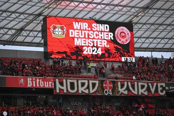 Videomarcador del BayArena. El Bayer Leverkusen campeón de la Bundesliga 2024.