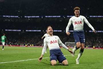 Tottenham venció al Brighton en la fecha 33 de la Premier League. El gol lo anotó Christian Eriksen en el minuto 88'. 