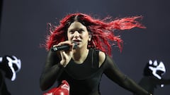 Singer Rosalía during her concert at the Trui Son Fusteret venue, on August 1, 2022, in Palma de Mallorca, Mallorca (Spain). The world tour 'Motomami Tour', with which Rosalía will tour 16 countries, began in the city of Almería on July 6. The singer is joined by a hundred people from the technical team, who have eight trucks of materials to put on the show with a unique audiovisual display. With this concert in Palma de Mallorca Rosalía puts an end to her tour in Spain.
01 AUGUST 2022;ROSALIA;CONCERT;TOUR;MOTOMAMI
Isaac Buj / Europa Press
01/08/2022