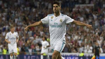 Asensio celebra el primer gol del Madrid.