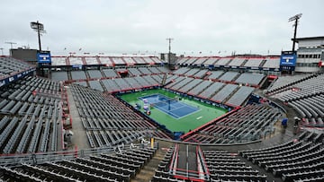 La pista central del Masters 1000 de Canadá bajo la lluvia.