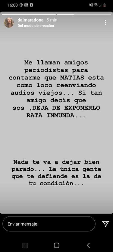 Dalma Maradona y un nuevo ataque a Matías Morla