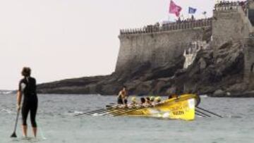 La trainera de Portugalete &#039;Jarrilera&#039;, durante la regata clasificatoria.