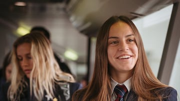 Clara Serrajordi, durante el viaje del Barcelona a París para jugar la Champions.