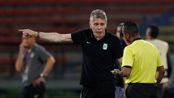 Imágenes del partido aplazado entre Atlético Nacional y América de Cali en el estadio Atanasio Girardot, a puertas cerradas, por la Liga BetPlay.