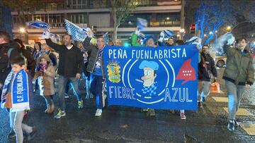 Emoción e ilusión: el viaje de las peñas del 'Fuenla' al Bernabéu