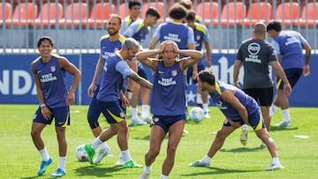 MAJADAHONDA (MADRID), 21/04/2026.-El centrocampista del Atlético de Madrid Marcos Llorente, durante el entrenamiento en la Ciudad deportiva de Majadahonda, preparatorio del partido de LaLiga de mañana miércoles frente al Elche. EFE/ Rodrigo Jiménez