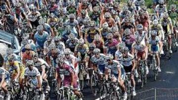 <b>PAISAJE. </b>El pelotón pasa por una zona verde de los Abruzzos, donde pastaban ajenas las ovejas.