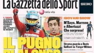 'La Gazzetta' celebra en su portada el triunfo del español en Alemania.