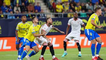 Un lance del Cádiz-Sevilla de la primera vuelta.