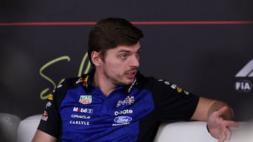 Formula One F1 - Pre Season Testing - Bahrain International Circuit, Sakhir, Bahrain - February 18, 2026 Red Bull's Max Verstappen during the press conference REUTERS/Hamad I Mohammed