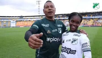 Jhon Alber Ortiz y Linda Caicedo, con el Deportivo Cali. (Foto cedida por el entrenador).