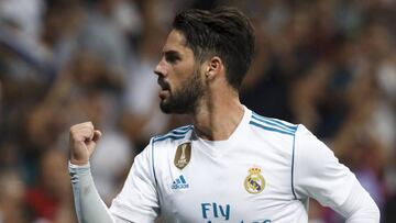Isco celebra su segundo gol ante el Espanyol.
