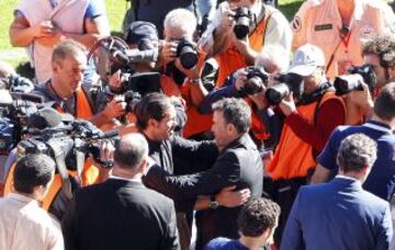 Saludo de Simeone con Luis Enrique.