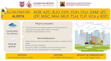 Activan Alerta Amarilla en CDMX por fuertes lluvias con descargas eléctricas, hoy 16 de julio 