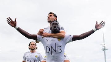 Akor Adams, celebrando un gol en Noruega.