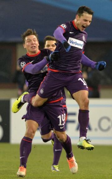 Austria Viena-Zenit. Los austriacos celebran un gol.