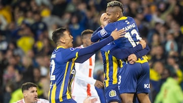 Campaz y la reacción a su golazo con Rosario Central.