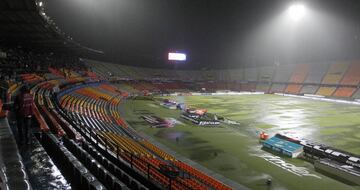 Así quedó la cancha del Atanasio Girardot luego de la tormenta eléctrica 