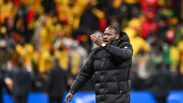 Senegal's head coach Pape Thiaw reacts during the Africa Cup of Nations (CAN) final football match between Senegal and Morocco at the Prince Moulay Abdellah Stadium in Rabat on January 18, 2026. (Photo by SEBASTIEN BOZON / AFP)
