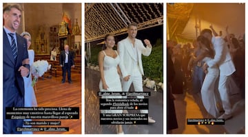 Javi Martínez y Aline Brum cambiaron de traje para la fiesta.