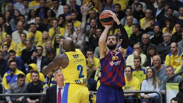 Nikola Mirotic, durante el partido de la Euroliga que ha enfrentado al Maccabi Tel Aviv y al Barcelona