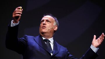 Javier Tebas, en el World Football Summit, celebrado en Madrid.