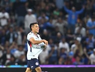 Carlos Rodriguez celebrates his goal 0-2 of Cruz Azul during the 11th round match between Pumas UNAM and Cruz Azul as part of the Liga BBVA MX Varonil, Torneo Clausura 2026 at Olimpico Universitario Stadium, on March 14, 2026 in Mexico City, Mexico.