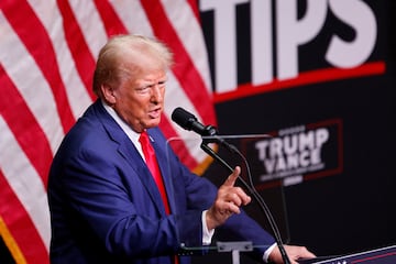 Donald Trump speaks at a campaign event in Asheville, North Carolina.